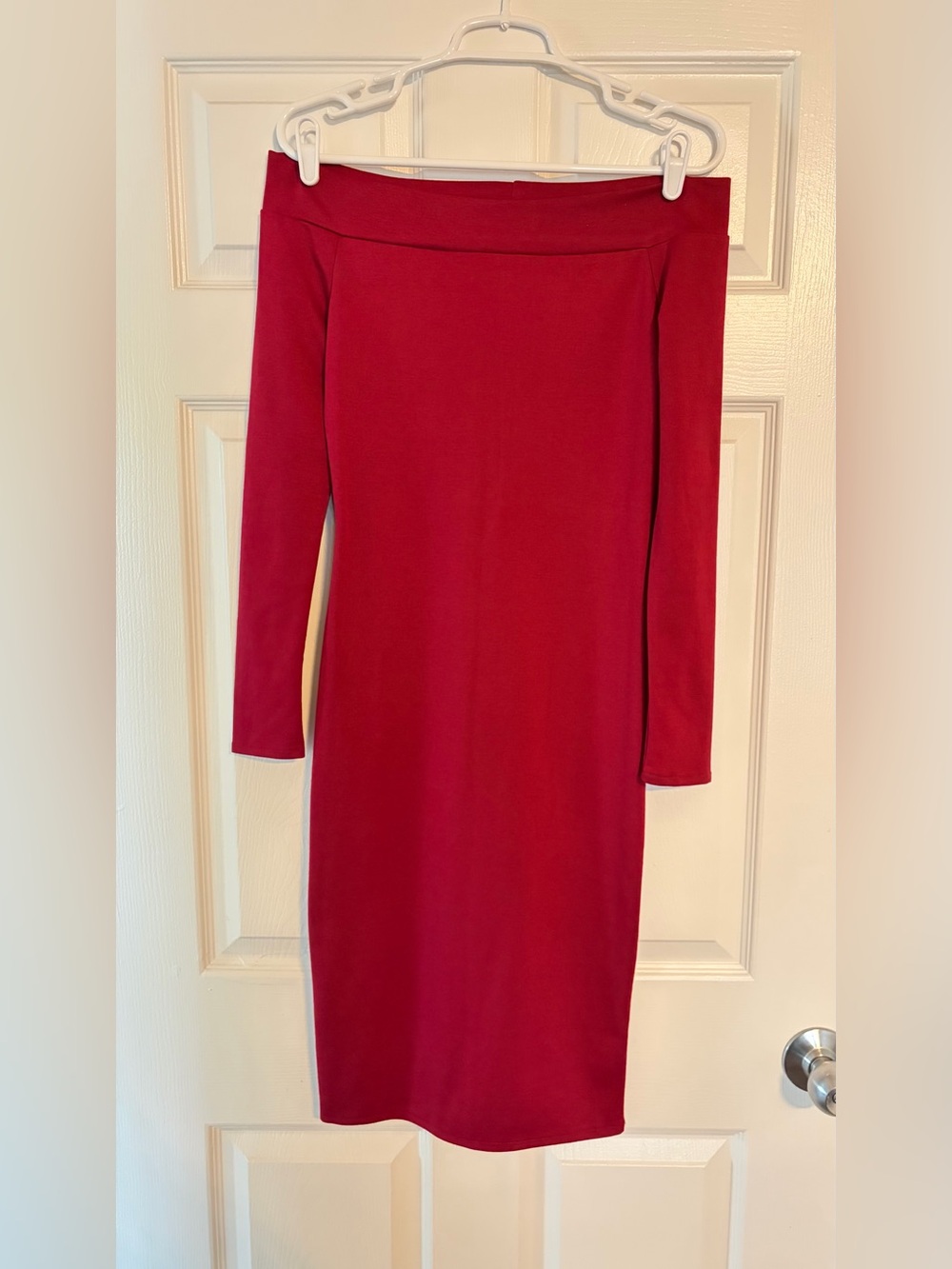 Women’s Off-Shoulder Long Sleeve Red Dress, Never Worn